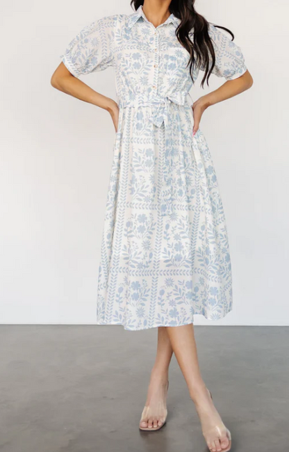 Spring Floral Midi Shirt Dress