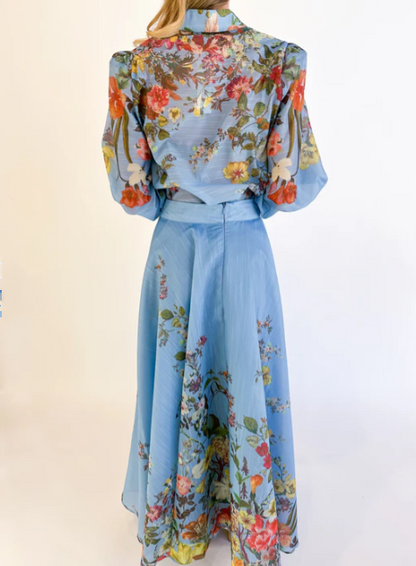 Elegant Floral Shirt 2pc Set