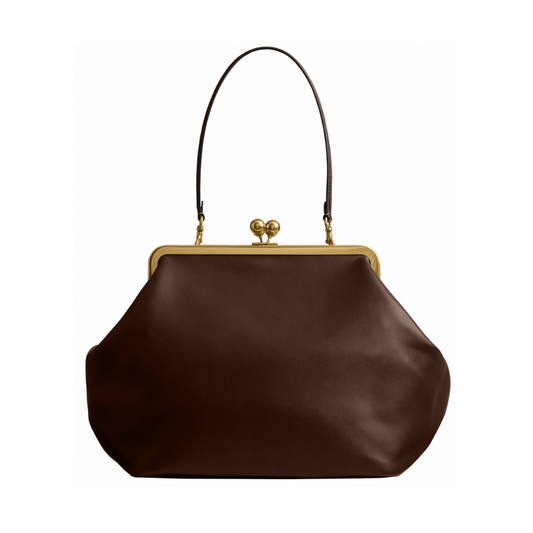 Rugged Leather Large Classic Kisslock Frame Bag