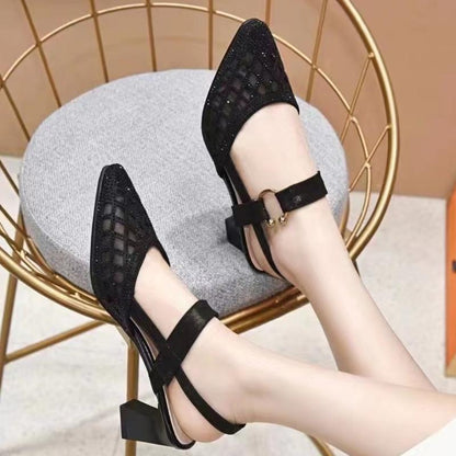 Soft Leather Pointed Tip Hollow Shoes