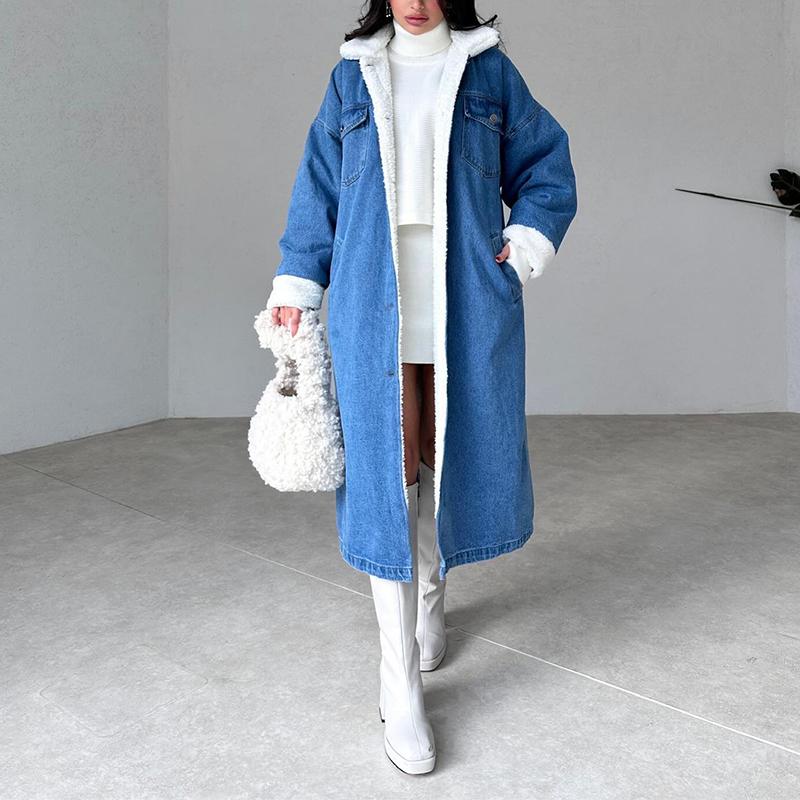 Denim Lambswool Long Coat