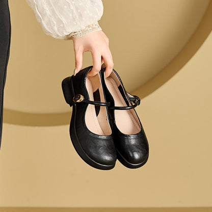 Flat Leather Buckle Shoes