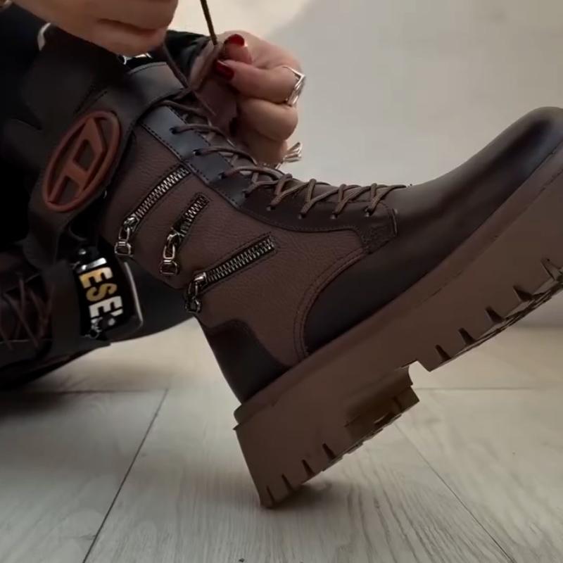 Brown Mid-Heel Boots