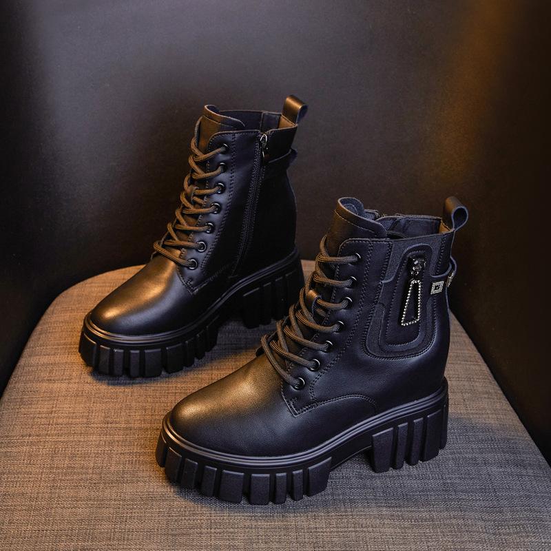 Gothic Platform Leather Ankle Boots