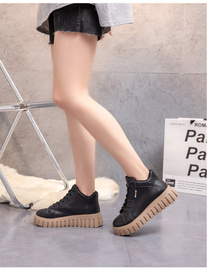 Platform Leather Casual Lace Up Shoes