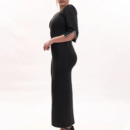 Black Half-Sleeve Dress