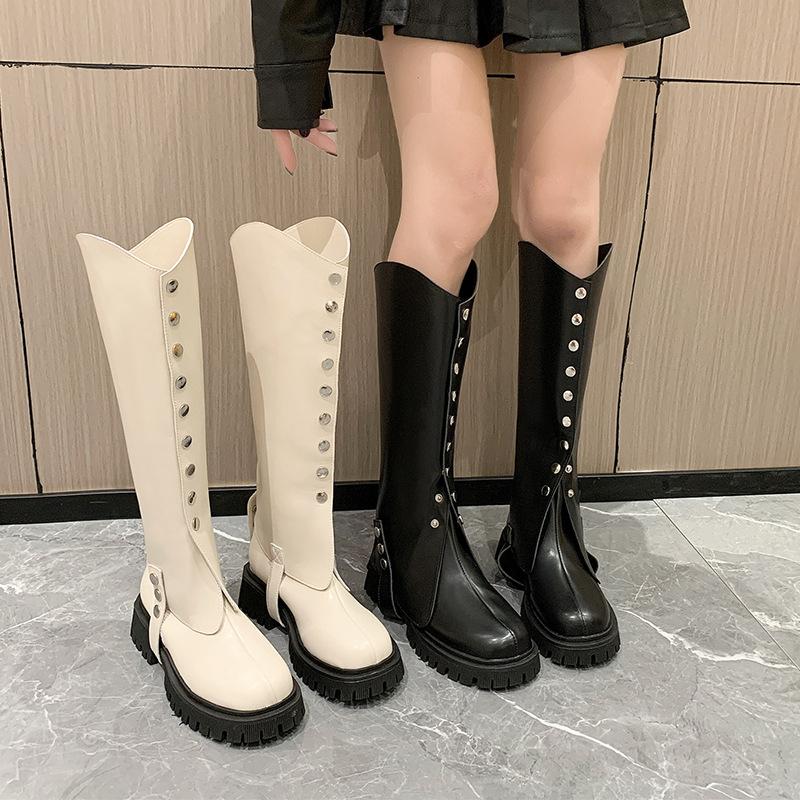 Two Wear Leather Knee-high Boots