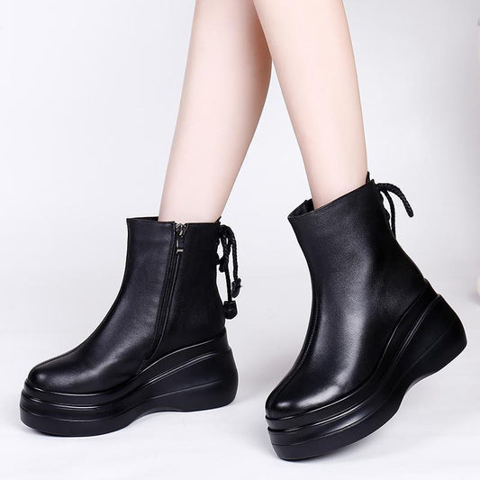 Leather Wedge Snow Boots