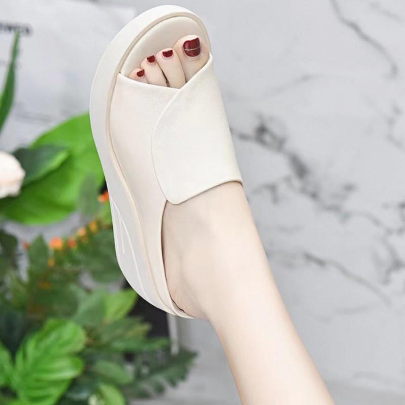 ITALY Soft Leather Orthopedic Fish Mouth Non-Slip Slippers