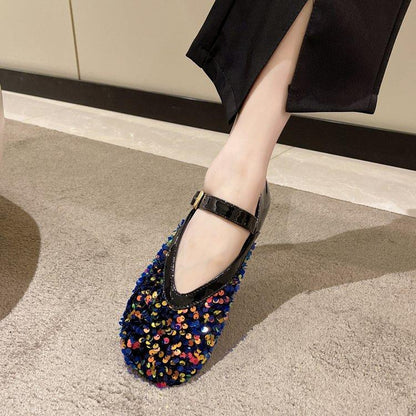 Sequins Versatile Soft Flat Shoes