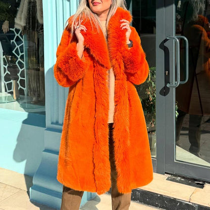 Orange Fur Casual Coat