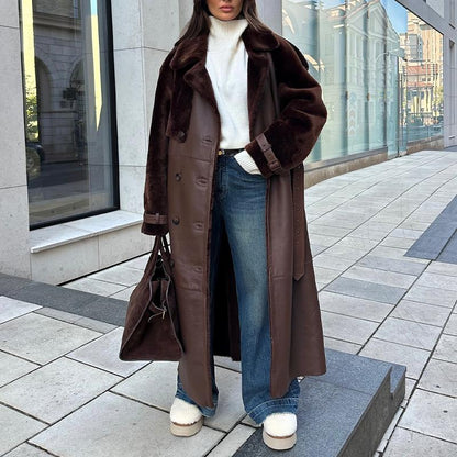 Brown Belted Long Jacket