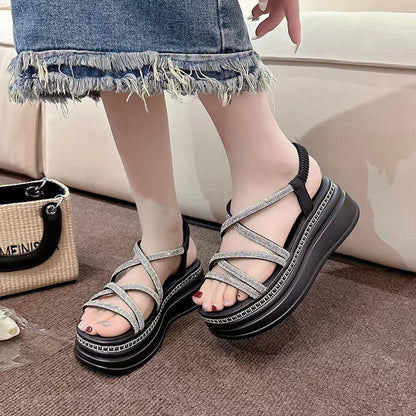 Walking Crystal Bling Platform Sandals