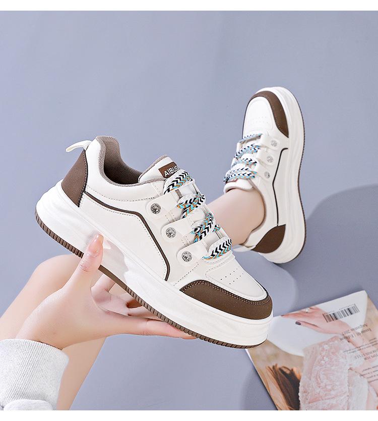 Casual Leather Lace-Up Mixed Colors Shoes