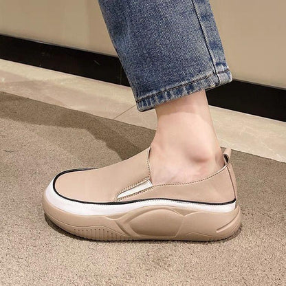 Solid Color Casual Leather Soft Shoes