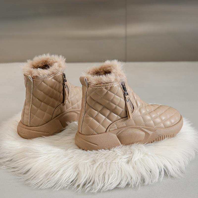 Winter Fluffy Leather Snow Shoes
