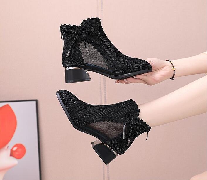 High Heel Breathable Casual Mesh Boots