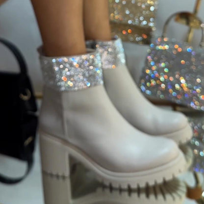 Shiny Leather Ankle Boots