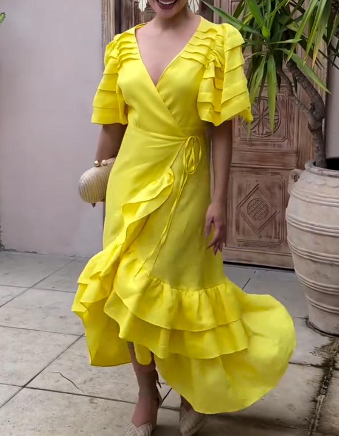 Yellow Layered Casual Dress