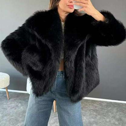 Solid Color Fur Coat