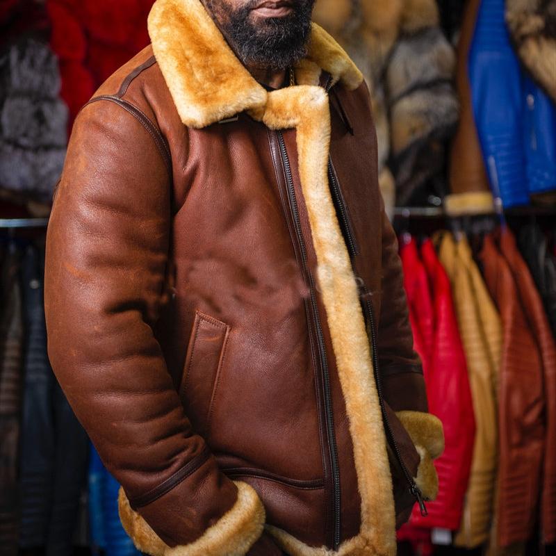 Brown Leather Warm Jacket