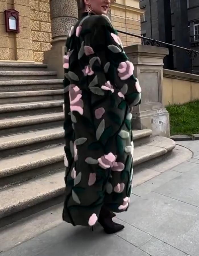 Floral Embroidered Long Coat