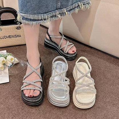 Walking Crystal Bling Platform Sandals