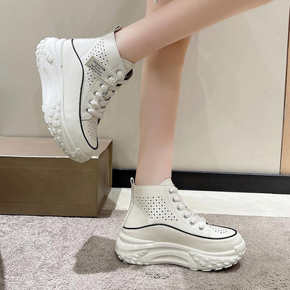 Breathable Leather Non-Slip Platform Sneakers