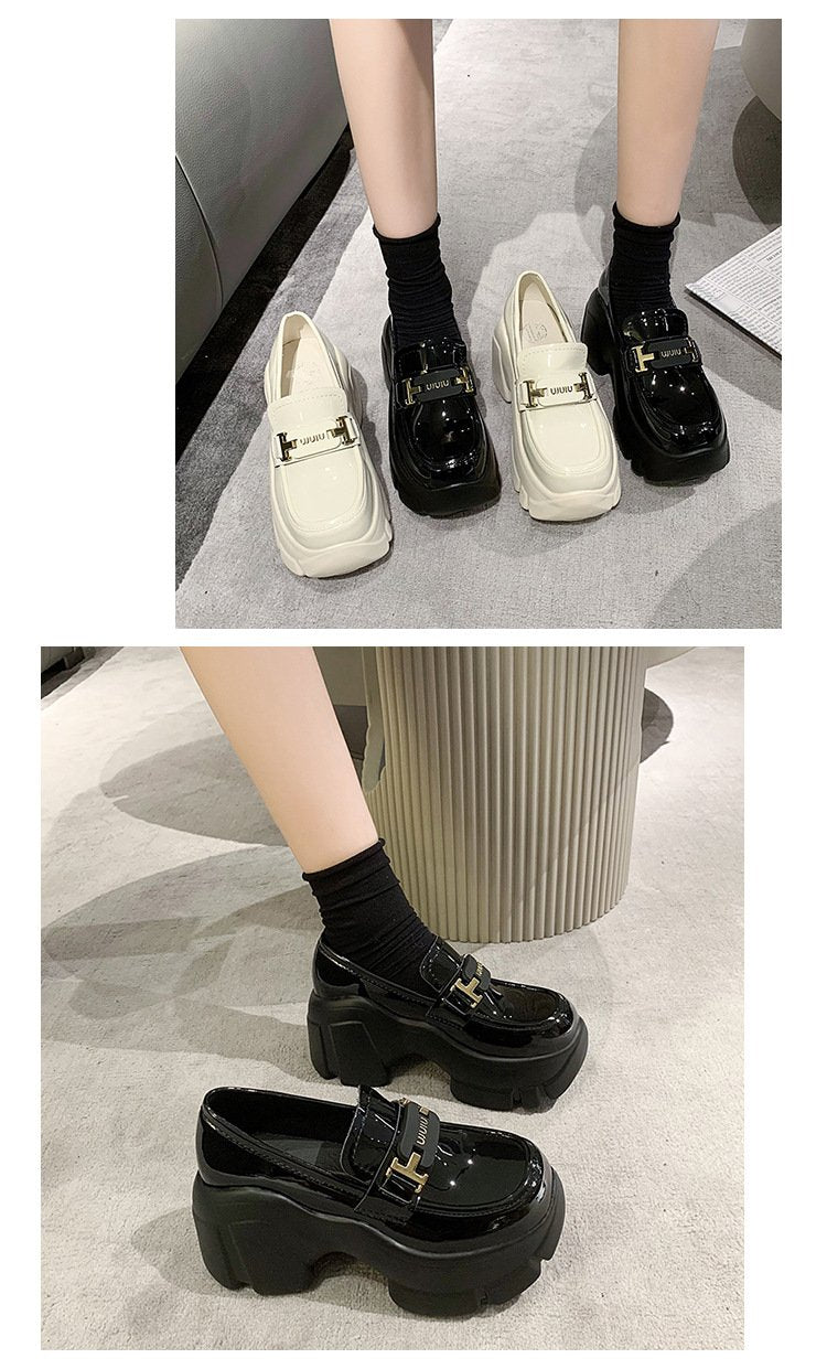 Tassel Muffin Leather Chunky Shoes