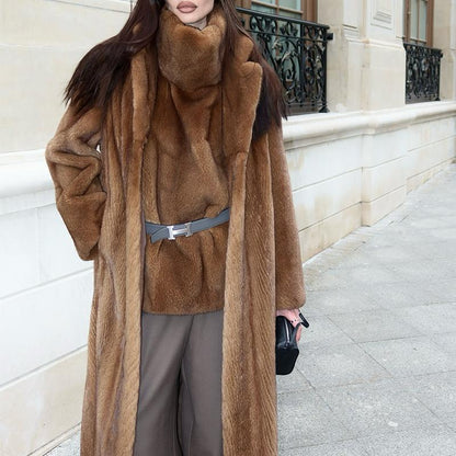 Brown Casual Fur Coat