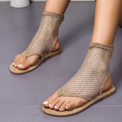 Shiny Clip-Toe Flat Sandals