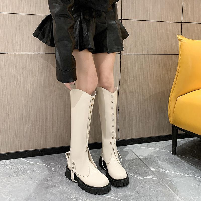 Two Wear Leather Knee-high Boots