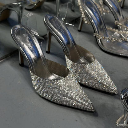 Silver Stiletto-Heel Shoes