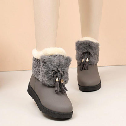 Furry Bow Casual Warm Boots