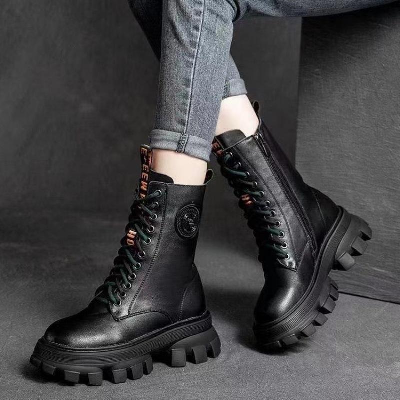 Handmade Warm Leather Platform Boots