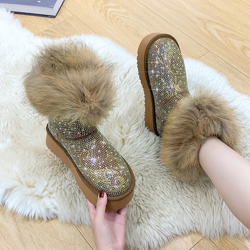 Rhinestone Casual Snow Boots