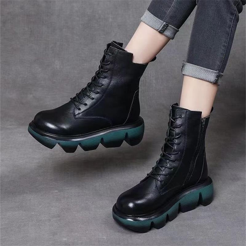 Retro Leather Warm Soft Boots