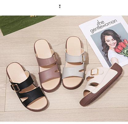 Wedge Leather Non-Slip Slippers