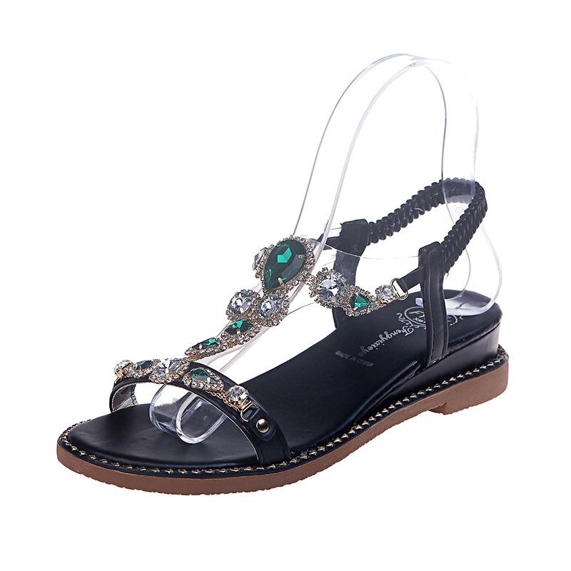 Beach Rhinestone Flat Ring Bohemia Sandals