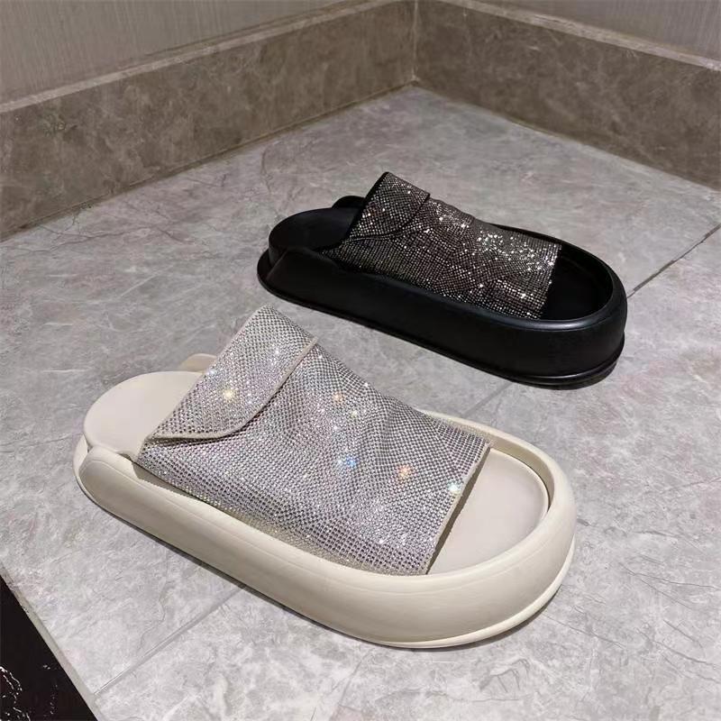 Casual Leather Bling Flat Soft Slippers