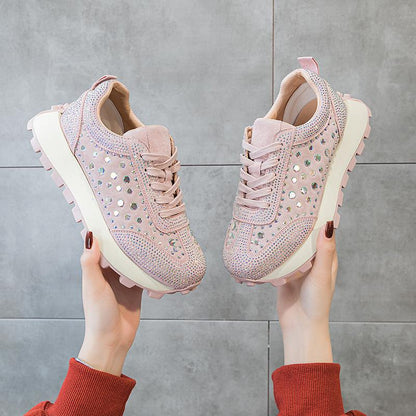 Rhinestone Thick-Sole Sneakers