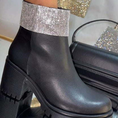 Shiny Leather Ankle Boots