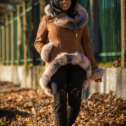 Ruffled Sheepskin Shearling Jacket