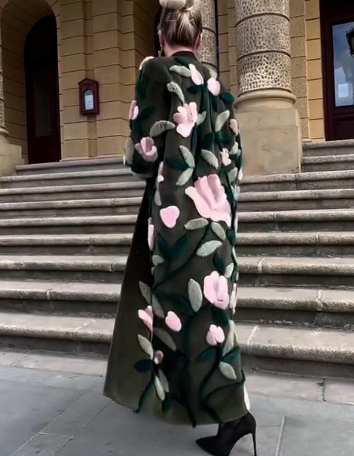 Floral Embroidered Long Coat