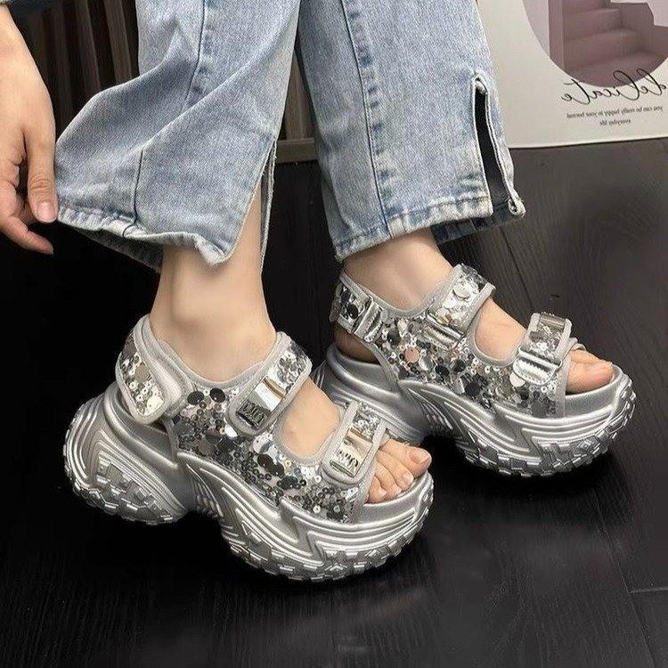 Sequins Chunky Sandals