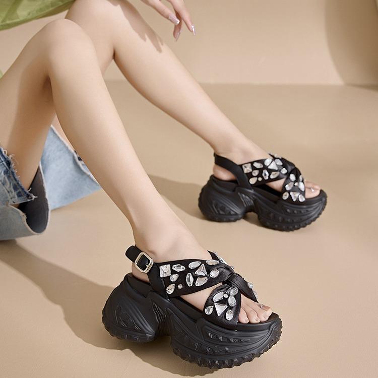 Rhinestone Comfy Heightening Sandals