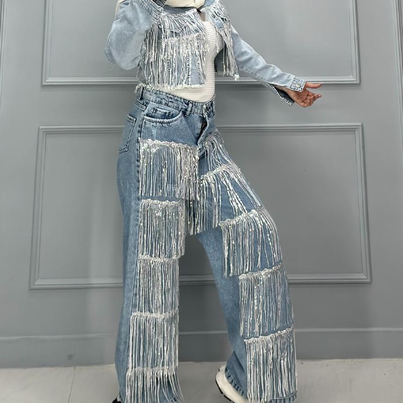 Denim Tassel Suit