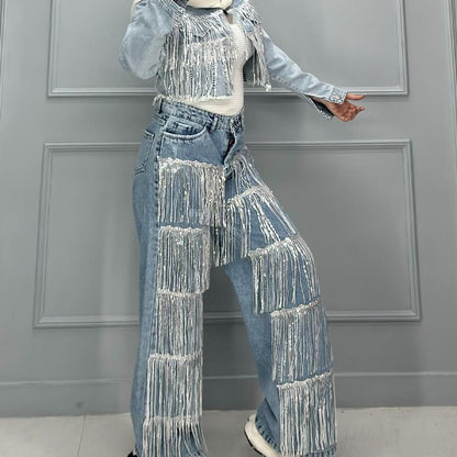 Denim Tassel Suit