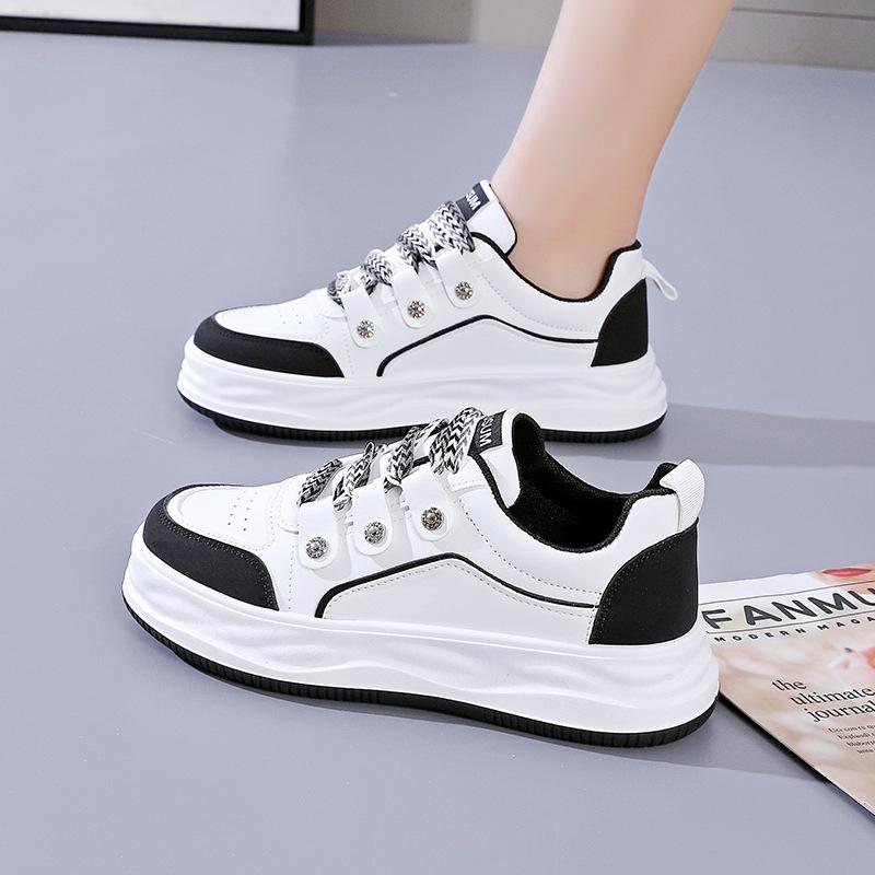 Casual Leather Lace-Up Mixed Colors Shoes