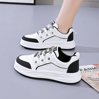 Casual Leather Lace-Up Mixed Colors Shoes